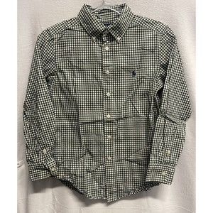Ralph Lauren Shirt Boys M 10 12 Green Gingham Long Sleeve Button Down
